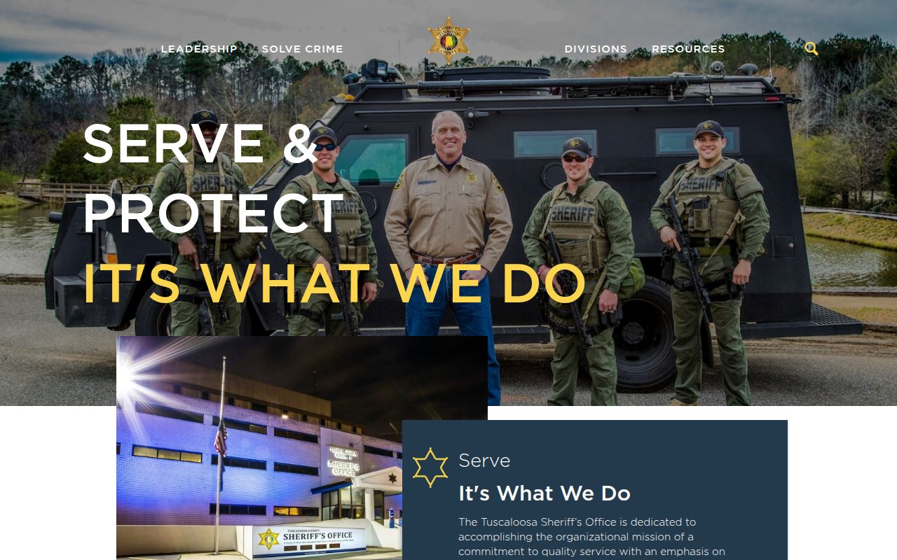 Tuscaloosa County Sheriff website with jail roster