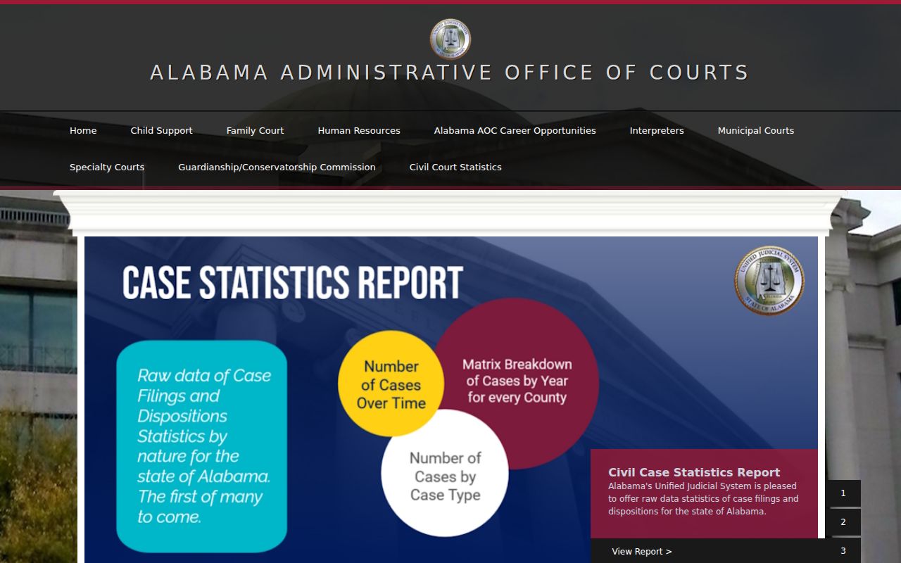 Alabama court system website for booking and case record information